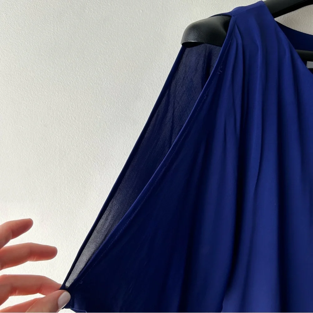 5 FOR $25 |Trina Turk Cold Shoulder Sleeves Knee Length Midi Dress Royal Blue 6 - Picture 6 of 11